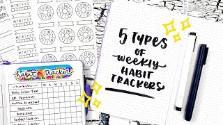 5 Types of Weekly Habit Trackers  Bullet Journal Ideas [upl. by Eitisahc879]