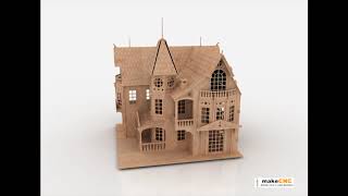 Doll House pattern CNC Router Laser or Scroll saw 3d puzzle [upl. by Arramahs]