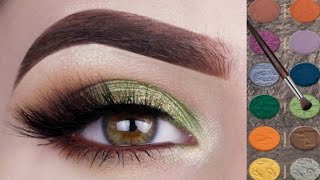 bridal glitter eyes makeup tutorial for beginners  parrot color eyes makeup [upl. by Allerus489]