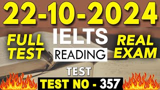 IELTS Reading Test 2024 with Answers  22102024  Test No  357 [upl. by Naliorf]