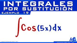 Integral de Coseno  Integrales por Sustitución  Cambio de variable  Ejemplo 19 [upl. by Enelyaj334]