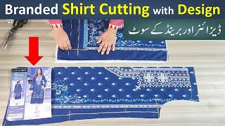 Branded shirt cutting and stitching With Design method  shirt design karny ka tareka [upl. by Nolly]