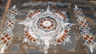 new year special beautiful design simple daily muggulu freehand RANGOLI [upl. by Emina64]