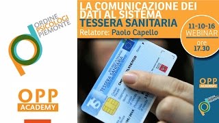 La comunicazione dei dati al sistema tessera sanitaria  Webinar OPP [upl. by Goto]