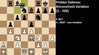 Philidor Defense Nimzowitsch Variation 3 Nf6 [upl. by Yhtorod]