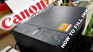 HOW TO FILL INK CANON PIXMA G3020  BLAK INK FILL FOR G20203020  CANON PRINTER INK FILLING [upl. by Kirkpatrick]