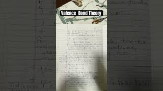 Valence Bond Theory  chemistrynotes valencebondtheory bscnotes trendingshorts [upl. by Dlabihcra]