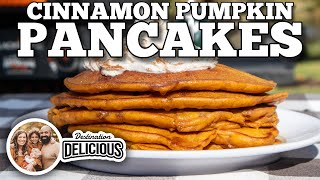 Simple Cinnamon Pumpkin Pancakes on the Blackstone Griddle [upl. by Kandy996]