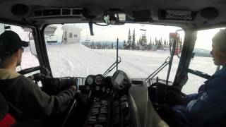 PistenBully 400 at Big White Ski Resort Cab view [upl. by Einaffyt]