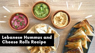 Lebanese Hummus and Cheese Rolls Cheese Rekakat Recipe  How to Make Different Types of Hummus [upl. by Ainesell]