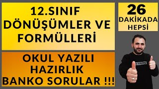 12Sınıf Dönüşüm Formülleri EZBERSİZ TEK VİDEO 26 DAKİKADA HALLET  12Sınıf Yazılı 2023 [upl. by Goldfarb]