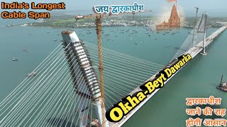 Indias Longest Cable Span Bridge OkhaBeyt Dawarka Bridge Almost Complete Full Ground update [upl. by Coffin]