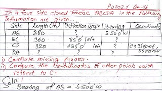 Unit1  Theodolite Traversing  Surveying 2nd  Prashant YT  BE Civil  PU2021Qn1b [upl. by Ennahs]