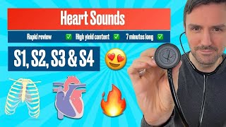 Heart sounds for beginners 🔥 🔥 🔥 S1 S2 S3 amp S4 BACKGROUND MUSIC REMOVED heartsounds [upl. by Zigrang936]