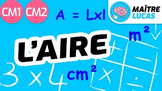 Mesure daires CM1CM2 Cycle 3  Aires dun rectangle et dun carré  Grandeurs et mesures  Maths [upl. by Rumney]