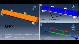 4 point bending of RC beam rienforced with CFRP using ABAQUS  CFRP with solid modeling [upl. by Anaidirib]