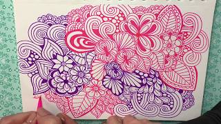 Spring Flower Zentangles in My Zendoodle Quigtangle [upl. by Rose940]