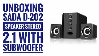 Review Unboxing SADA D202 Speaker Stereo 21 with Subwoofer untuk Laptop PC [upl. by Roddie476]