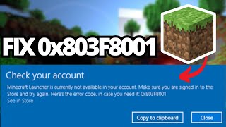 Fix Minecraft Error Code 0x803F8001 [upl. by Willette]