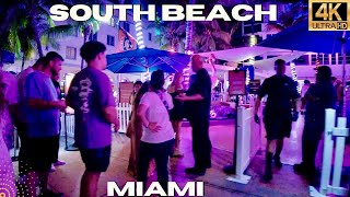 Walking Ocean Drive Miami at Night 4k [upl. by Navert]