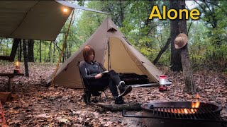 SOLO CAMPING UNDER RAIN USING TEEPEE TENT AND GEARTOP TARP OVERNIGHTER [upl. by Ancilin]