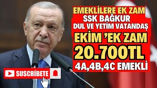 EMEKLİ MÜJDE 4A4B4C SSK SGK BAĞKUR MAAŞ ARTIŞLARI 20400TL EK ZAM MAAŞ TABLOSU DUL YETİM YENİ [upl. by Anitsenre]