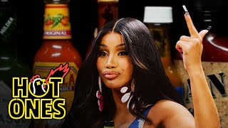 Cardi B Tries Not to Panic While Eating Spicy Wings  Hot Ones [upl. by Luke]