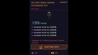 Cyberpunk 2077 MilitaryGrade Armid Netrunning Suit Location Quality Varies [upl. by Aihsenad]