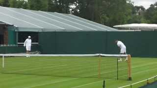 Roger Federer and Andy Murray in practice at Wimbledon [upl. by Ailima]