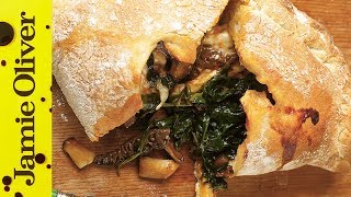 Easy Mushroom amp Spinach Pizza Calzone Recipe  Jamie Oliver [upl. by Delila]