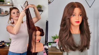 LONG HAIR  CURTAIN BANG TUTORIAL  LAYERS  FACE FRAMING  HOW TO [upl. by Adamsen]