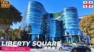 【4K】Virtual Walking Tour in Tbilisi Liberty square 2024 [upl. by Arakal]