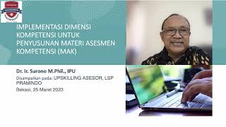 DIMENSI KOMPETENSI DALAM PENGEMBANGAN MUK MATERI UJI KOMPETENSIASAINDOLSP PRAMINDO [upl. by Naimad198]