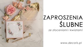 Nowoczesne zaproszenia ślubne ze złotem i kwiatami [upl. by Shirlie]