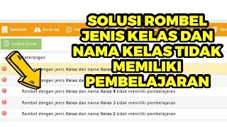 CARA MENGATASI ROMBEL DENGAN JENIS KELAS DAN NAMA KELAS TIDAK MEMILIKI PEMBELAJARAN DI DAPODIK [upl. by Krissy]