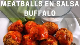 Meatballs en salsa buffalo 🥵  Botanas rápidas para el partido  Como hacer albóndigas picosas [upl. by Anivol]