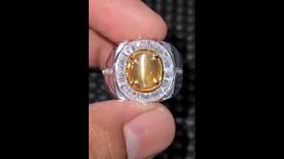 Cat Eye Chrysoberyl 7crt NH SRILANKA Ring Gold Diamond [upl. by Scibert]