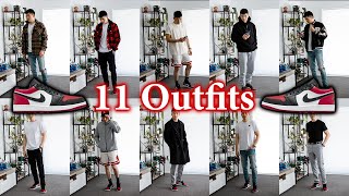 How to style  Air Jordan 1 Low Bred Toe 11 Outfits [upl. by Daahsar]