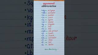 Measurement abbreviation 🧑‍🏫📚💯🔥 english learnenglish education englishtips [upl. by Arfihs]