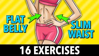 16 Core Exercises that Burn Belly Fat Flat Belly  Slim Waist [upl. by Esened75]