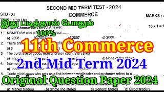 11th Commerce 2nd Mid term Question Paper 2024  Important Model  11th Commerce second Mid term [upl. by Nadnarb625]