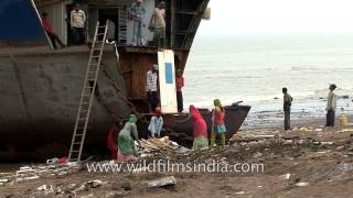 Ship breaking workers at Alang Bhavnagar [upl. by Eseenaj]