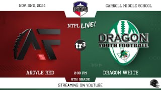 NTFL Youth Football  Argyle Red at Dragon White 6th Grade112230 PCarroll Middle School [upl. by Warrin]