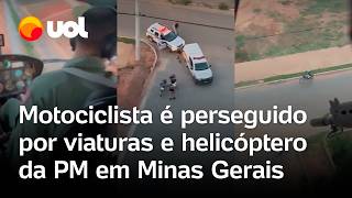 Motociclista foge de abordagem e é perseguido por helicóptero e viatura da PM em Minas Gerais vídeo [upl. by Nosaes]