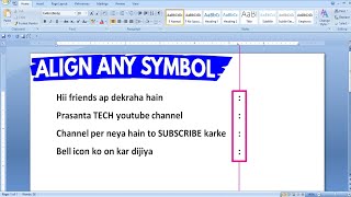 How to Align Colon Sign in MS Word।। How to straight any Symbol in MS Word।। सिंबल सीधे कैसे करें। [upl. by Nuahsak692]