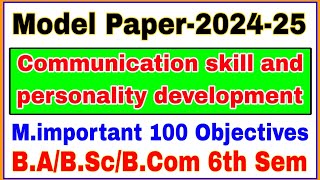 Communication skills and personality development  Top100 MCQs  BA BSc BCom 6th Semester [upl. by Nelyk]