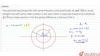 two partical excuting SHM with same frequency and amplitudes A and 2A on same straight line wi [upl. by Izabel912]