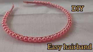 How to make a Simple Beaded Hairband at home  Easy DIY  Miya Design Studio [upl. by Snahc767]