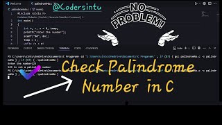 Check Palindrome Number in c cprogramming clanguage coding programming [upl. by Pearlman10]