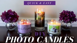 How to make Photo Candles  DIY Room Decor  Wedding or Party Favor Ideas [upl. by Eelydnarb]